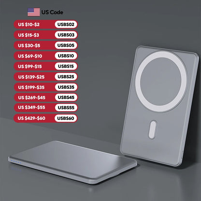 Magnetic Wireless Power Bank 5000mAh 15W Black or Silver