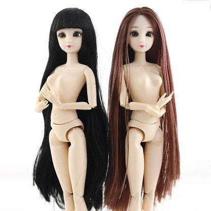 30 cm 1/6 Scale Ball-Jointed Doll With 3D Eyes Long Wig Plastic Body