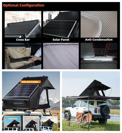 Aluminum Four-Person Rooftop Tent, Hard Shell, Closed Size 212x131x19 cm