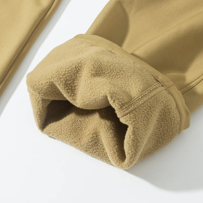 Men's Autumn Winter SoftShell Fleece Jackets Male Hood Windproof Coat Fishing Hiking Camping Climbing Skiing Warm Pants Trousers