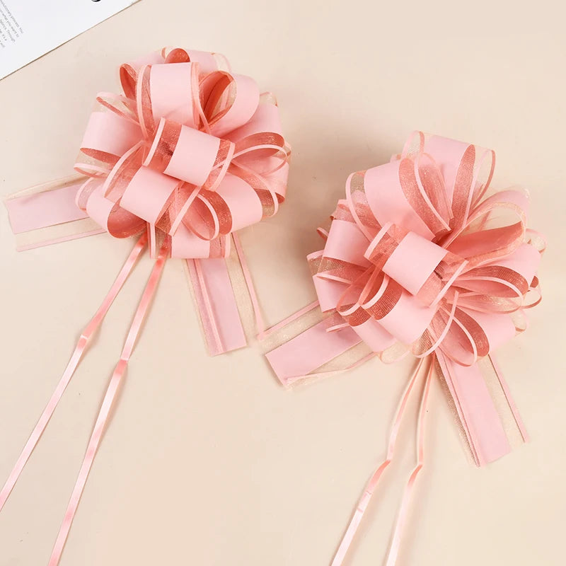 2/4/10Pcs Wedding Car Bow Ribbons Christmas Gift Wrap Packaging Decoration DIY Craft Flowers Birthday Party Supplies Valentines