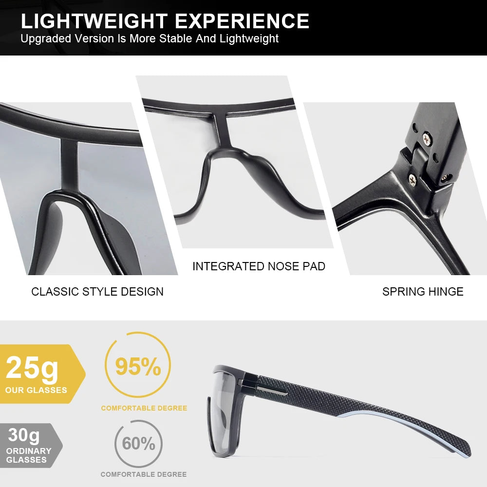 CRIXLAIS Fashion Photochromic Polarized Sunglasses Men Women Oversized Sun Glasses Male Night Vision Driving Goggles UV400