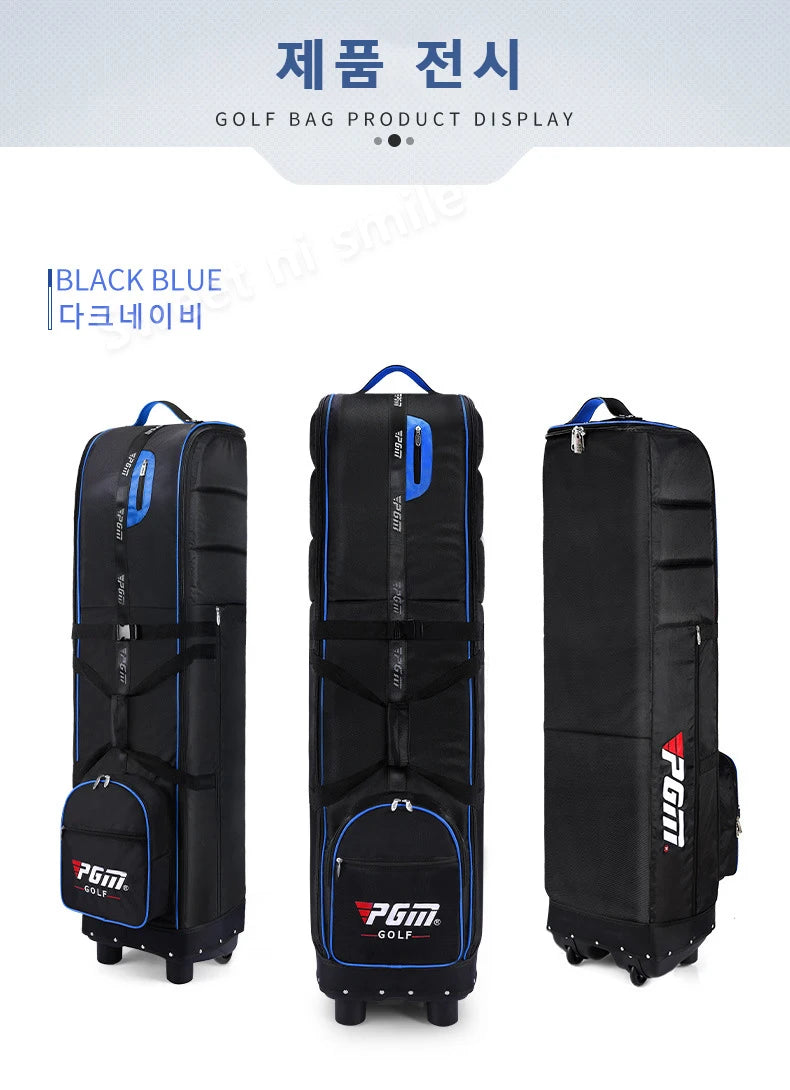 PGM Golf Travel Plane Bags with Wheel thicken Straps Foldable Golf Club Travel Cover for Airlines Golf Aviation Bag HKB009