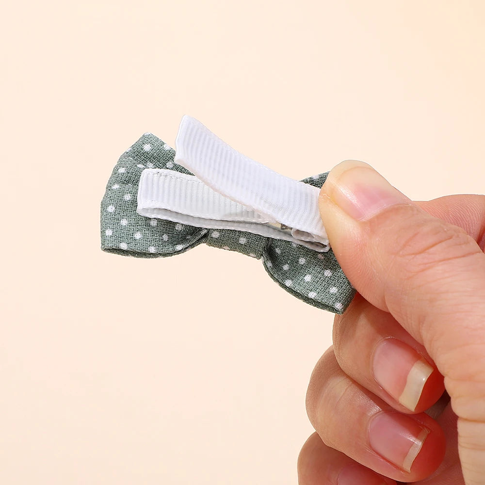 RAINBOW BOWS 10Pcs/set Handmade Fabric Printed Barrette Boutique Mini Bangs Bow Hair Clip Ins Daisy Hairgripes 2025 Spring Style