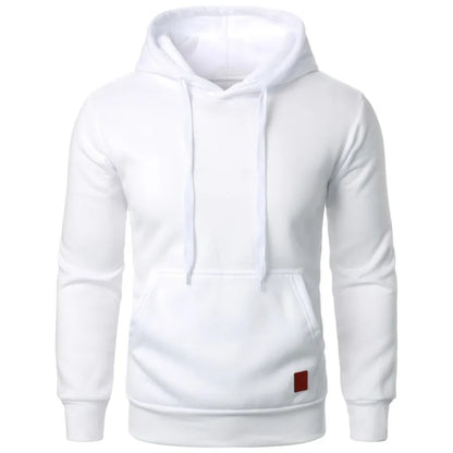Men's Lightweight Polyester Hooded Sweatshirt Solid Color Long Sleeve
