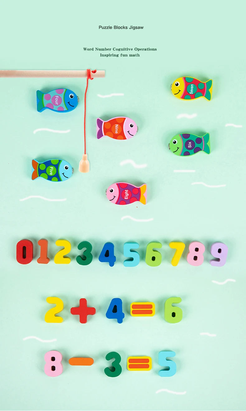 Montessori Educational Wooden Toys Preschool Children Fire Truck Busy Board Math Fishing Games Early Toys For Kids Xmas Gifts