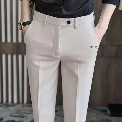 Men's Slim-Fit Golf Trousers Casual Drape Acrylic Fabric