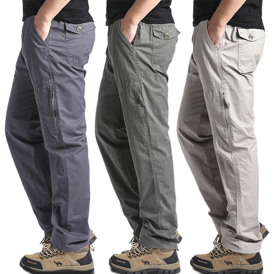 High Quality Men's Cotton Cargo Pants Casual Multiple Pocket Tacitcal Pants Spring Autumn Outdoor Camping Hiking Work Pants