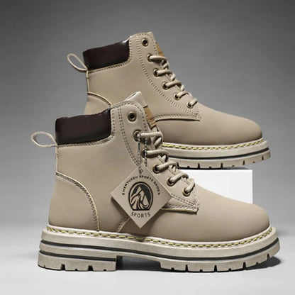 Mens Leather Lace Up Ankle Boots Outdoor Winter Boots