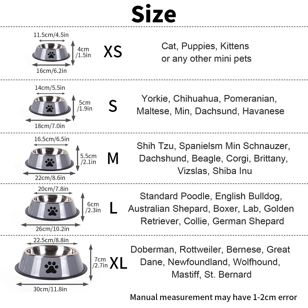 Stainless Steel Pet Bowl Cat  Dog Food Bowl Multi-Specification Anti-fall Food Bowl Food Bowl Feeding Pet Supplies 16 To 22 Cm