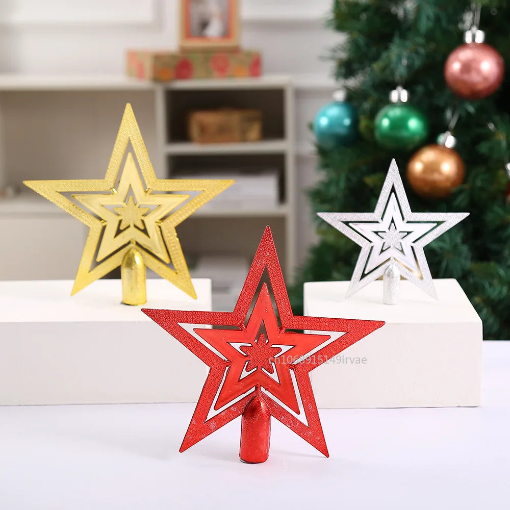 Christmas Tree Topper Star Pentagram Plated Plastic/Metallic Finish Ornament