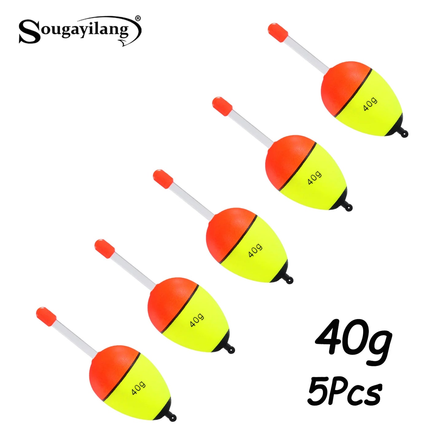 Sougayilang 5Pcs Night Light Fishing Buoy with High Visibility EVA Double Ribbon Big Belly Ball for Night Fishing and Long Throw