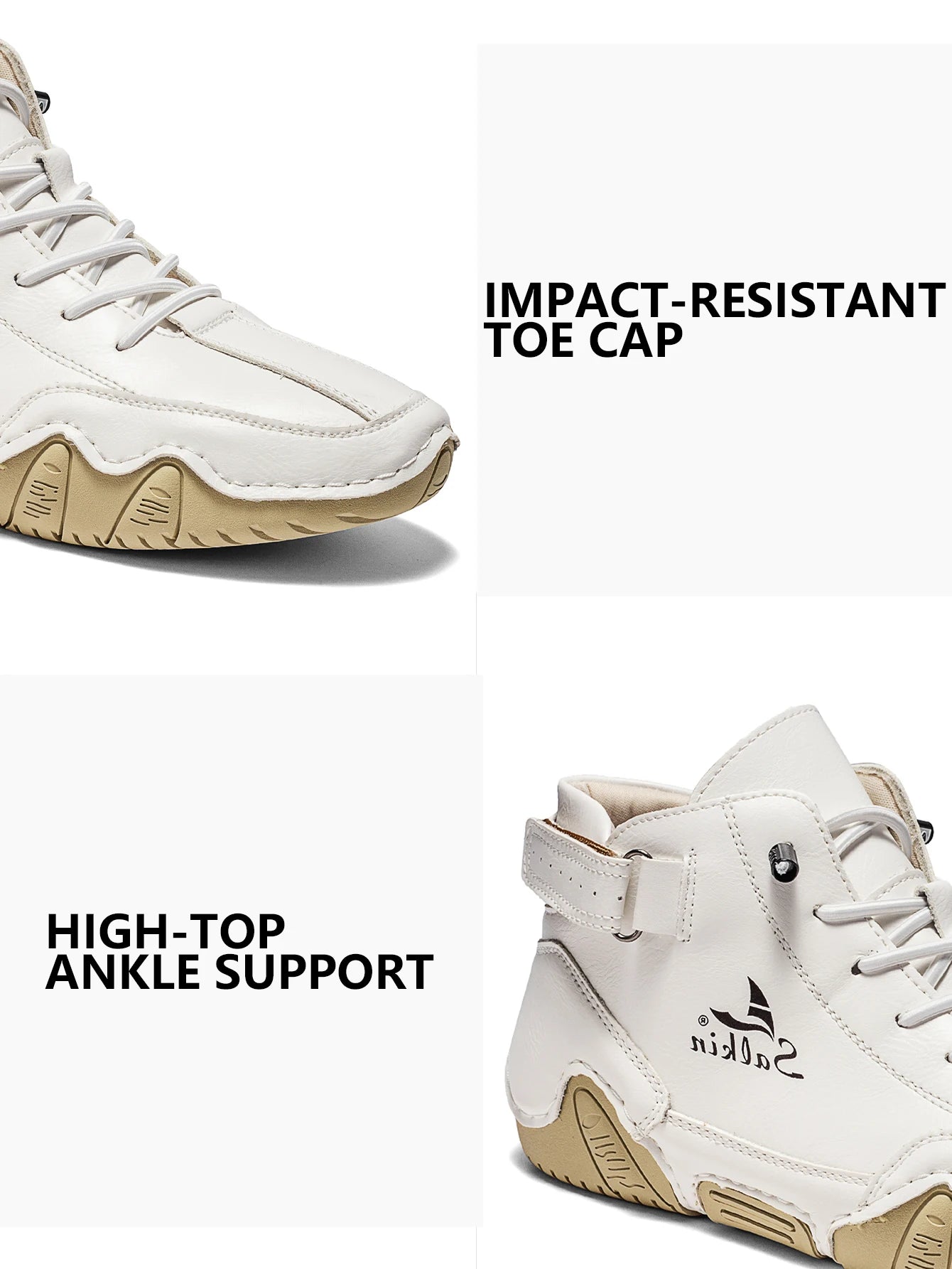 Handmade Outdoor Men Boots Men Casual Leather Shoes Autumn Retro Breathable Casual Men's Sneakers White Lace Up Ankle Boots