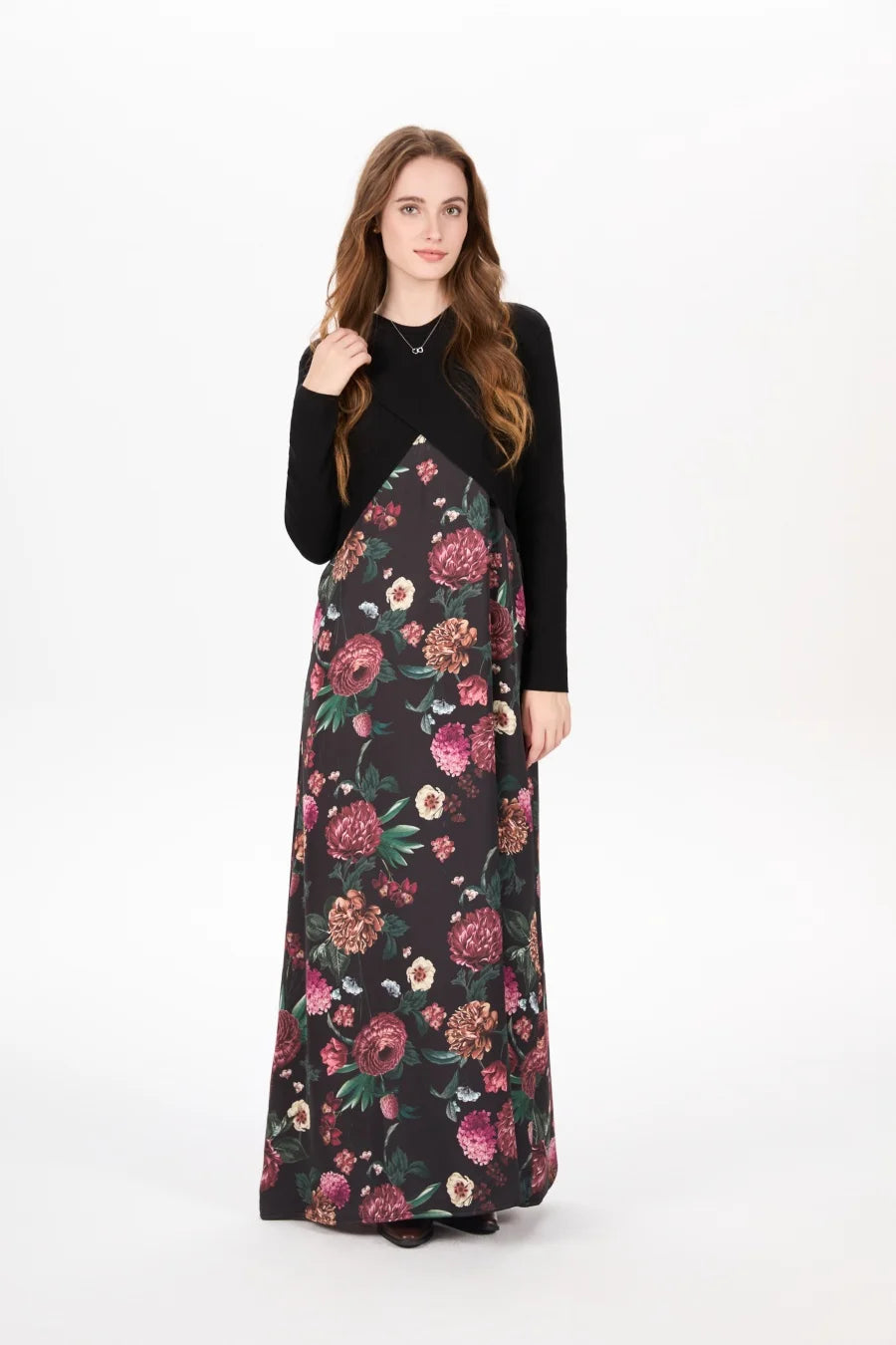 AS AW25 elegance slip satin dress + knitting cross top +mockneck woman clothing set adjustable maxi floor length