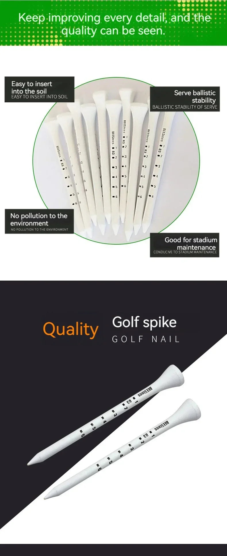 PGM 50pcs Durable Wooden Golf Seats Stabilizes Ball On The Course to Maintain a Perfect Tee Level and Improve Accuracy TE012