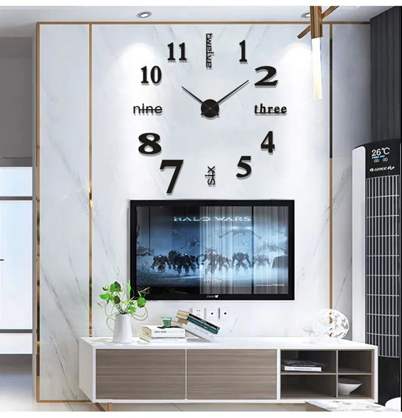 Modern 3D Wall Clock – Soundless, 90–120cm, Home & Office Decor