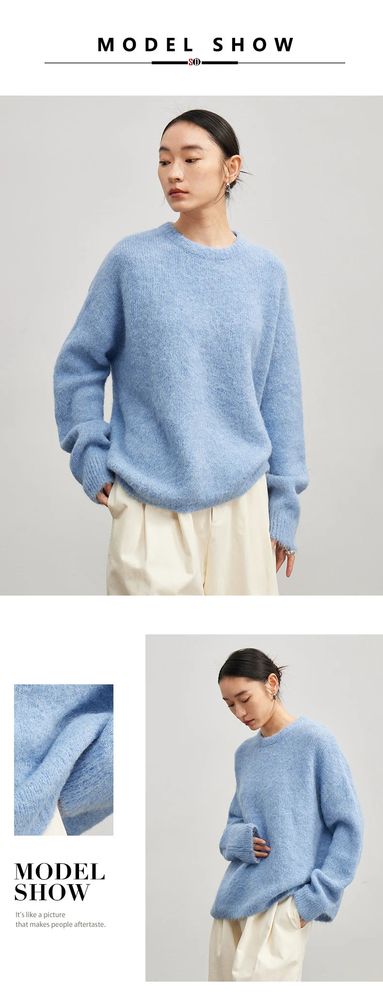 SuyaDream Warm Alpaca Pullovers for Woman, Dropped Sleeved Loose Sweaters, 2025 Fall Winter Top, Camel, Beige