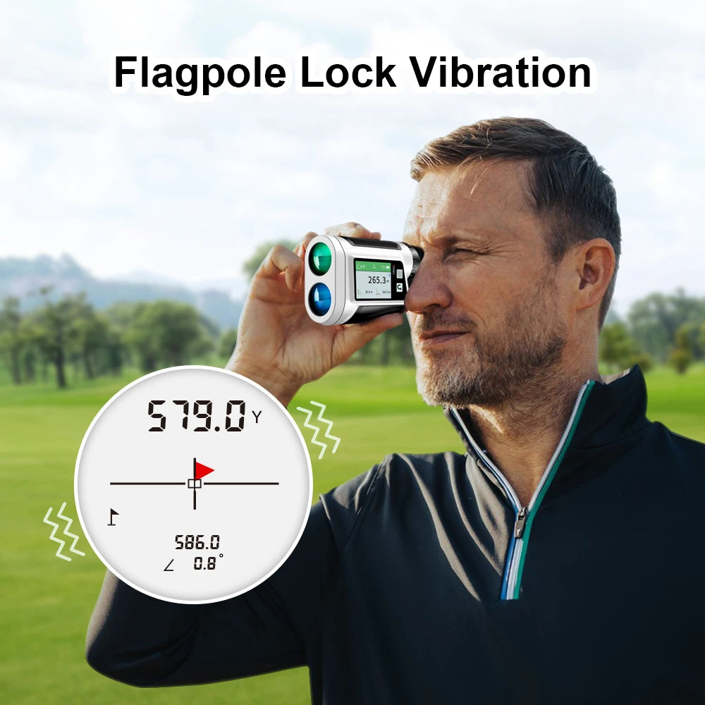 Laser Rangefinder with Slope Compensation 650Yards Golf Range Finder with Side Screen Display Flag Locking Vibration for Golfing