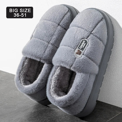 Men's Winter Cotton Slippers Plush Non Slip Indoor Shoes Size 50 51