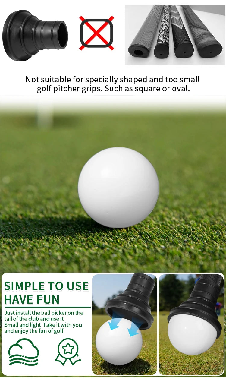 Caiton Park Golf Ball Retriever, Soft Rubber, Effortless Pickup, No Bending, Quick & Easy Installation, Essential Golf Accessory