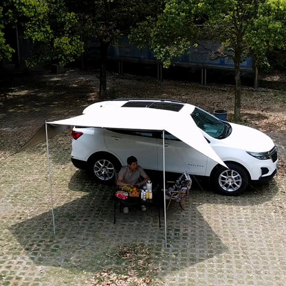 Car Side Awning With Suction Cup Anchors Black Waterproof UV Tent Shade