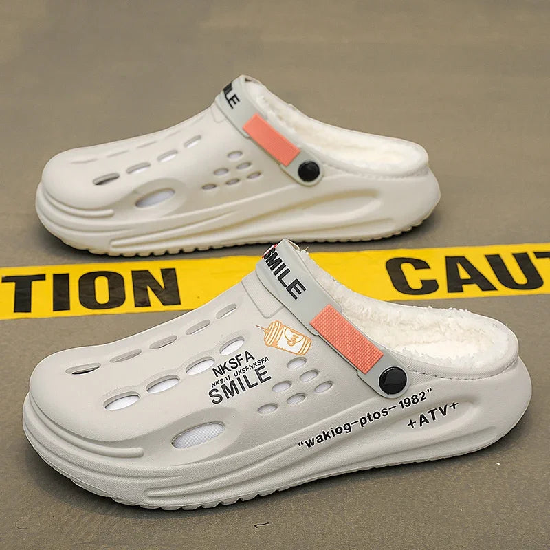 Winter Men Slippers Warm Furry Garden Shoes Soft Indoor Home Cotton Shoe EVA Plush Slides Casual Outdoor Comfortable Fur Clogs