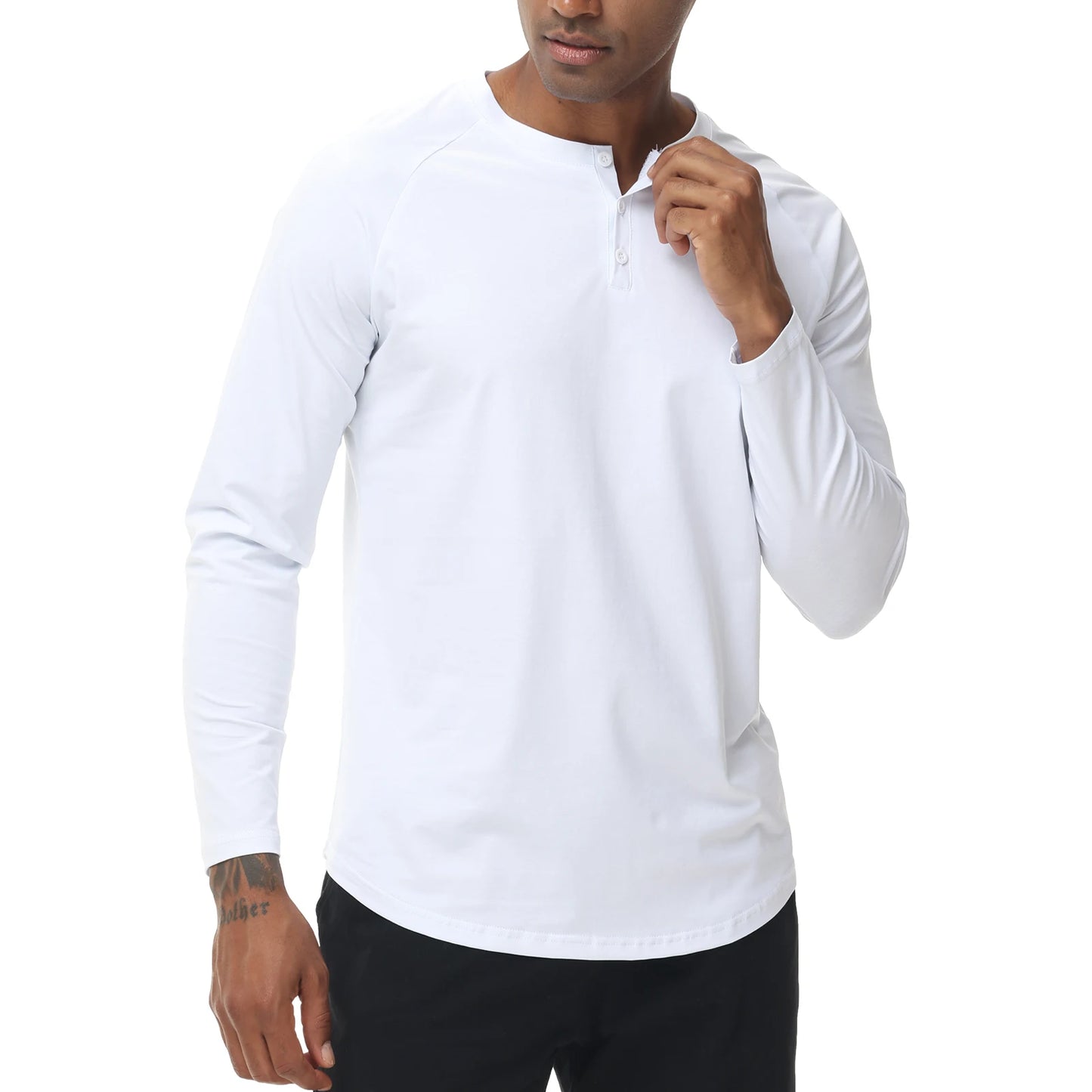 Men's Long Sleeve Button Down T-Shirts Autumn Henley Collar Casual High Quality Crew Neck Mens T Shirts