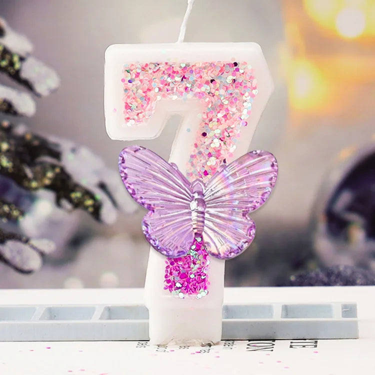 Purple Butterfly Digital Candle for Birthday Cakes