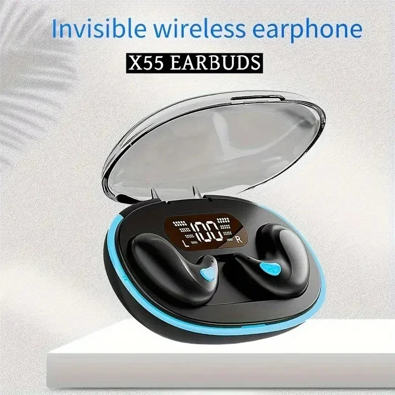 X55 Sleeping Earbuds Wireless Mini Headphones For Work TWS Bluetooth Earphone Stereo Hidden Headsets with Mic HD Call Sport