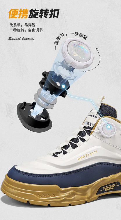 Mens Mesh Breathable Thick Sole Casual Shoes Lace Up