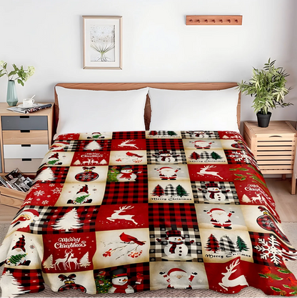Plaid Christmas Flannel Blanket 100 Percent Polyester Throw