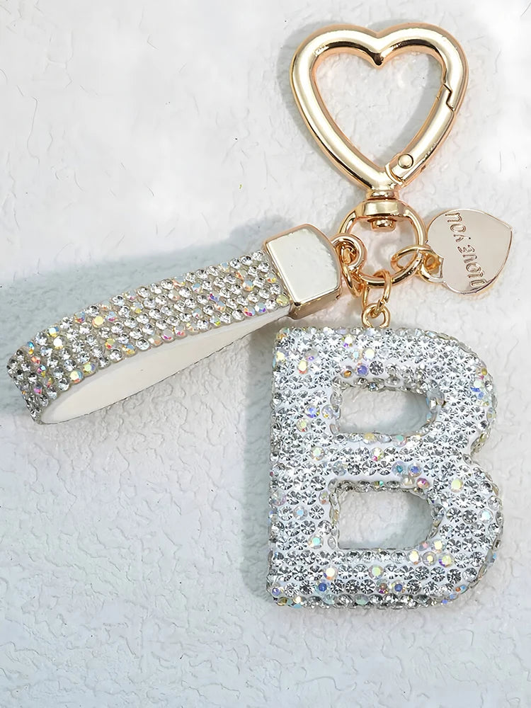 Elegant Diamond Letter Keychain – Lady Bag & Car Accessory