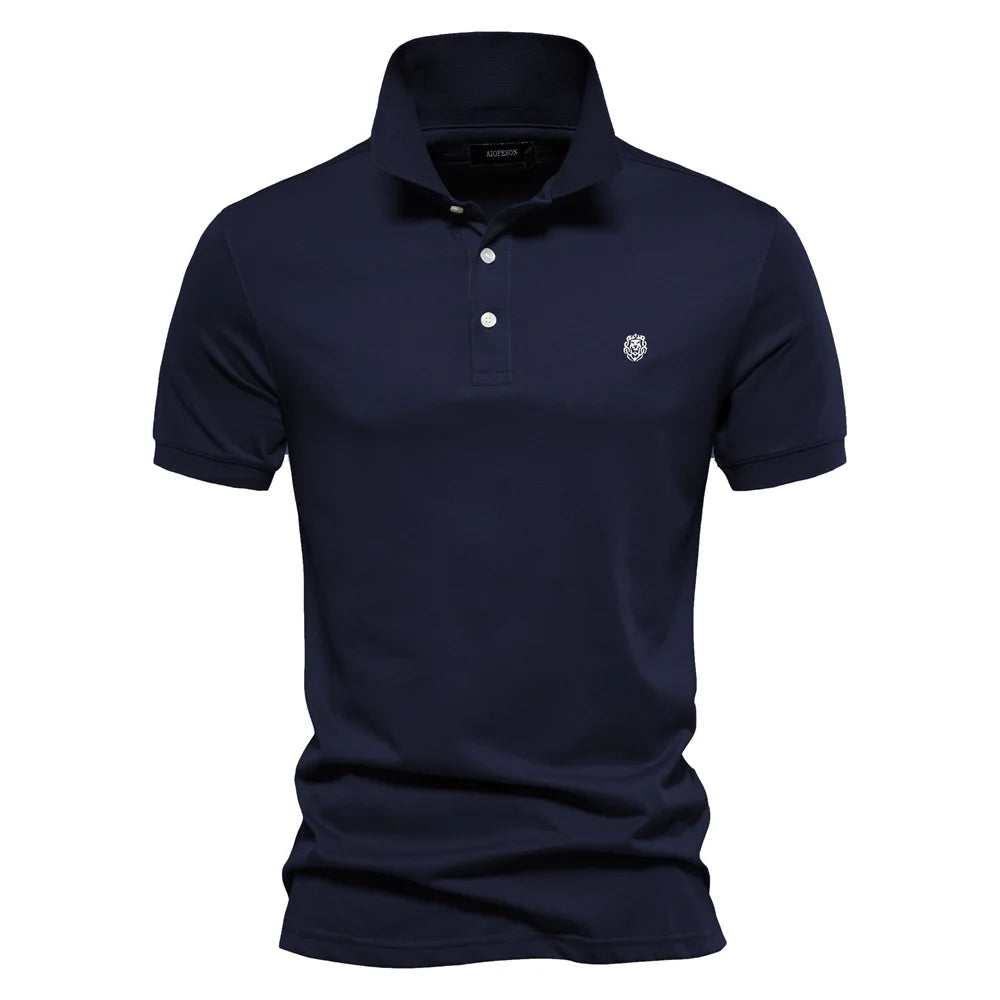Embroidered Mens Polo Shirt 100 Percent Cotton Short Sleeve Solid Color