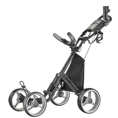 4-Wheel Folding Golf Push Trolley With Umbrella Holder