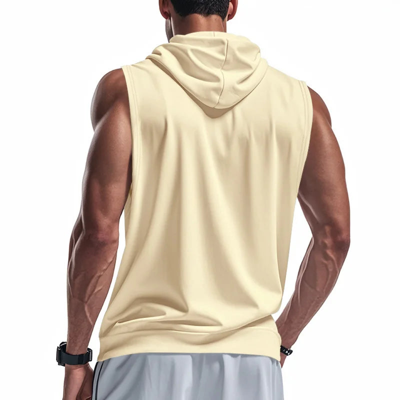 Summer Men's Hooded Zipper Tank Tops Casual Fitness Sports Vest Fashion Zipper Sleeveless Cardigan Tees Tops Male running Vest