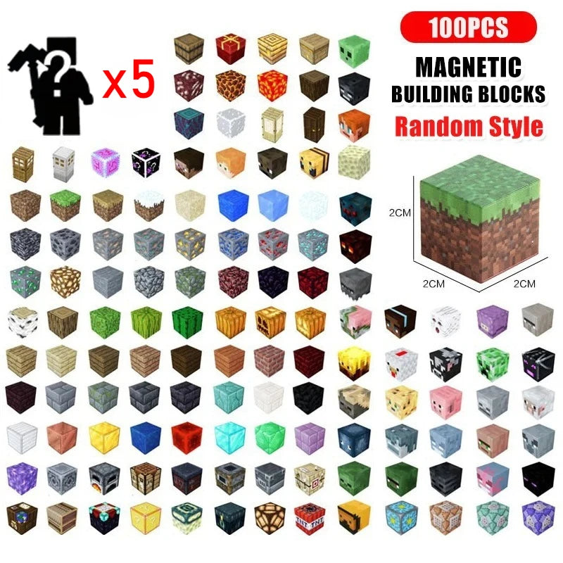 Random Magnetic Building Blocks Mine World Building Toys Boy Girl DIY STEM Montessori Sensory Cubes Toddlers Education Gift