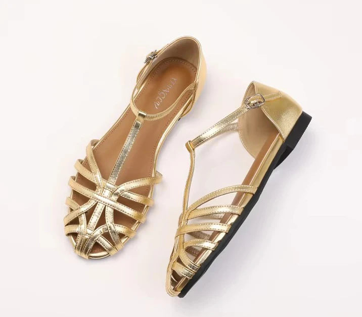 ZAROY Summer Cross Strap Flat Sandals Women Round Toe Ankle Buckle Hollow Casual Roman Sandalia Zapatos De Mujer сандали