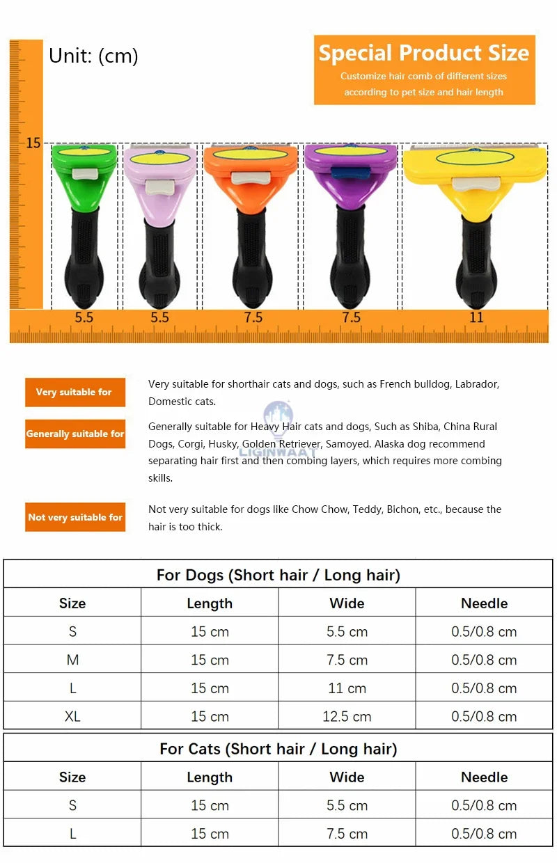 Cat & Dog Brush for Grooming, Hair Removal, and Massage
