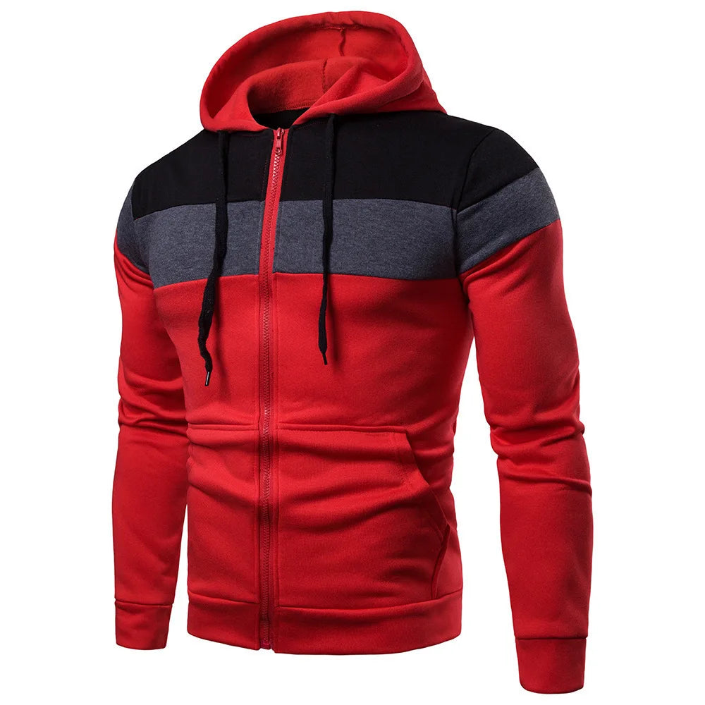 2024 Spring and Autumn Sports and Leisure Zipper Coat New Fashion and Trendy Brand Casual Men's Color Block Hooded Sweater