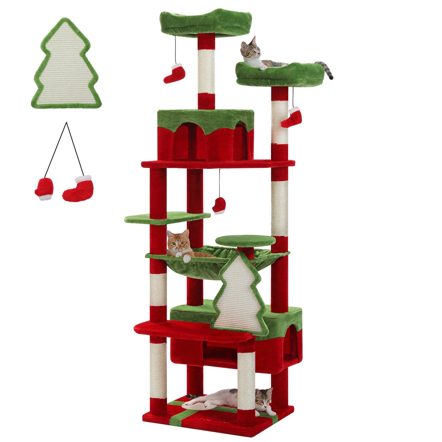 Spacious Cat Tree Tower with Hammocks and Scratching Posts