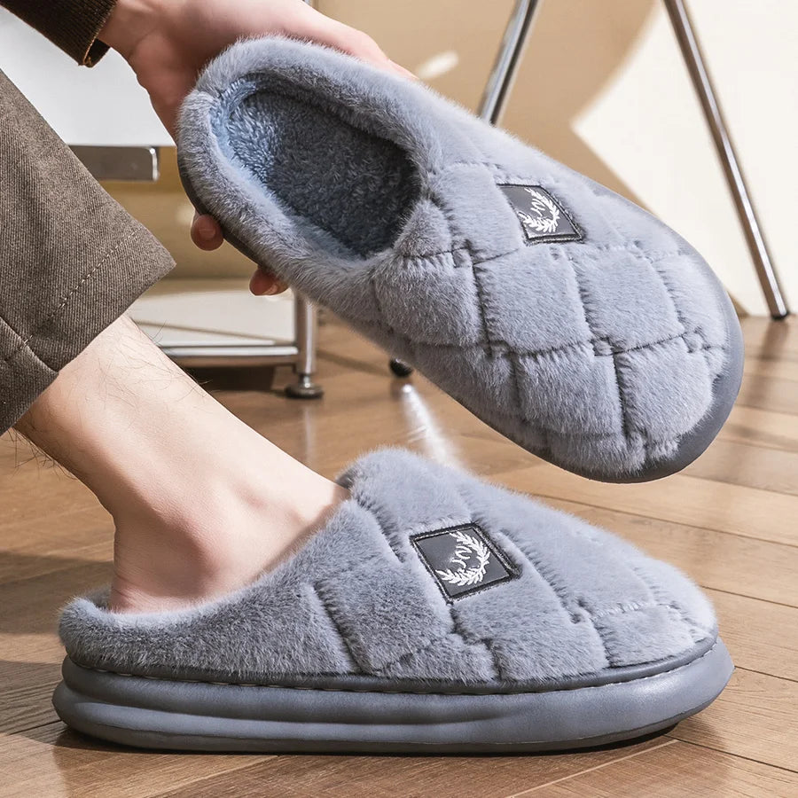 Men's Indoor Slippers EVA Platform Cushion Fur Lined