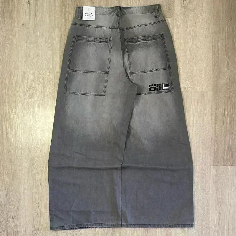 American Y2K 2025 New Baggy Wide Leg Black Jeans Overszied Women Street Casual Joker Denim Pants Couple Jeans Vintage Streetwear