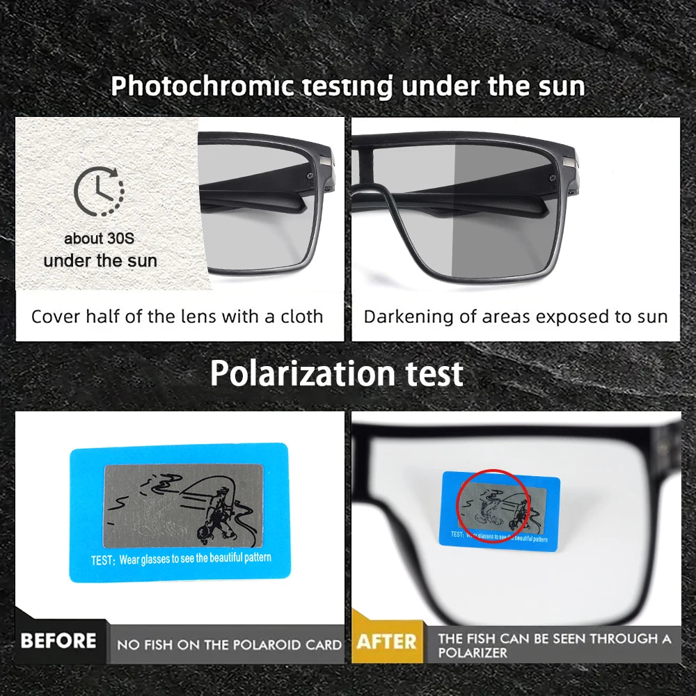 CRIXLAIS Fashion Photochromic Polarized Sunglasses Men Women Oversized Sun Glasses Male Night Vision Driving Goggles UV400