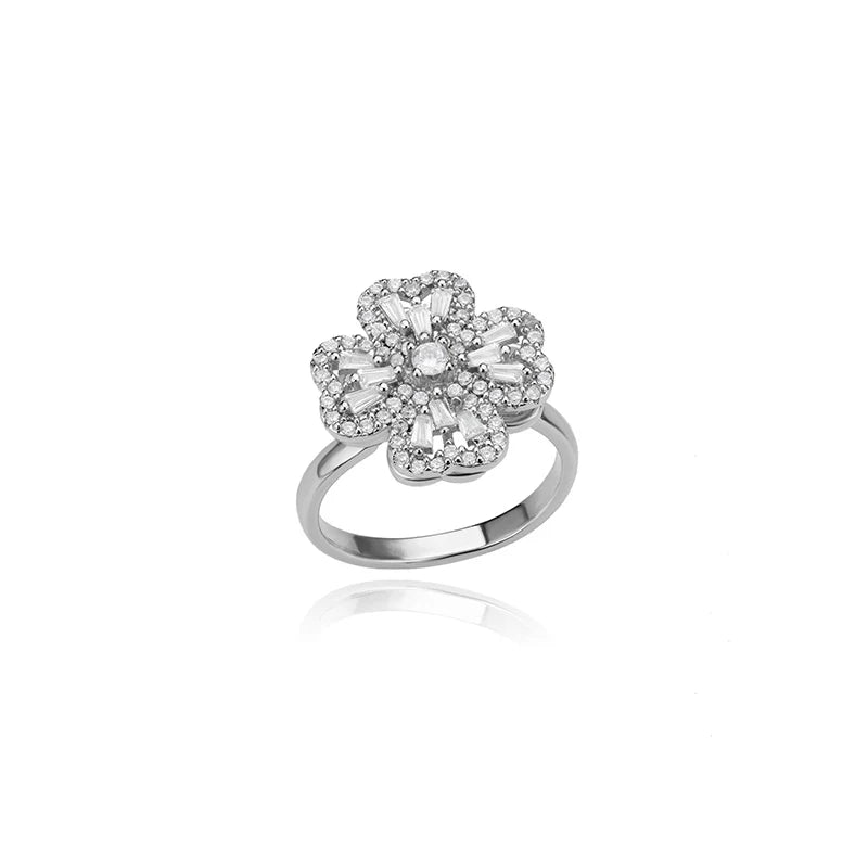 Luxury Four Clover Flower Ring – Fidget & Anti-Stress Design