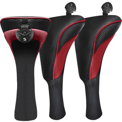 3-Pack Long Golf Club Head Covers For Woods Driver Fairway Hybrid