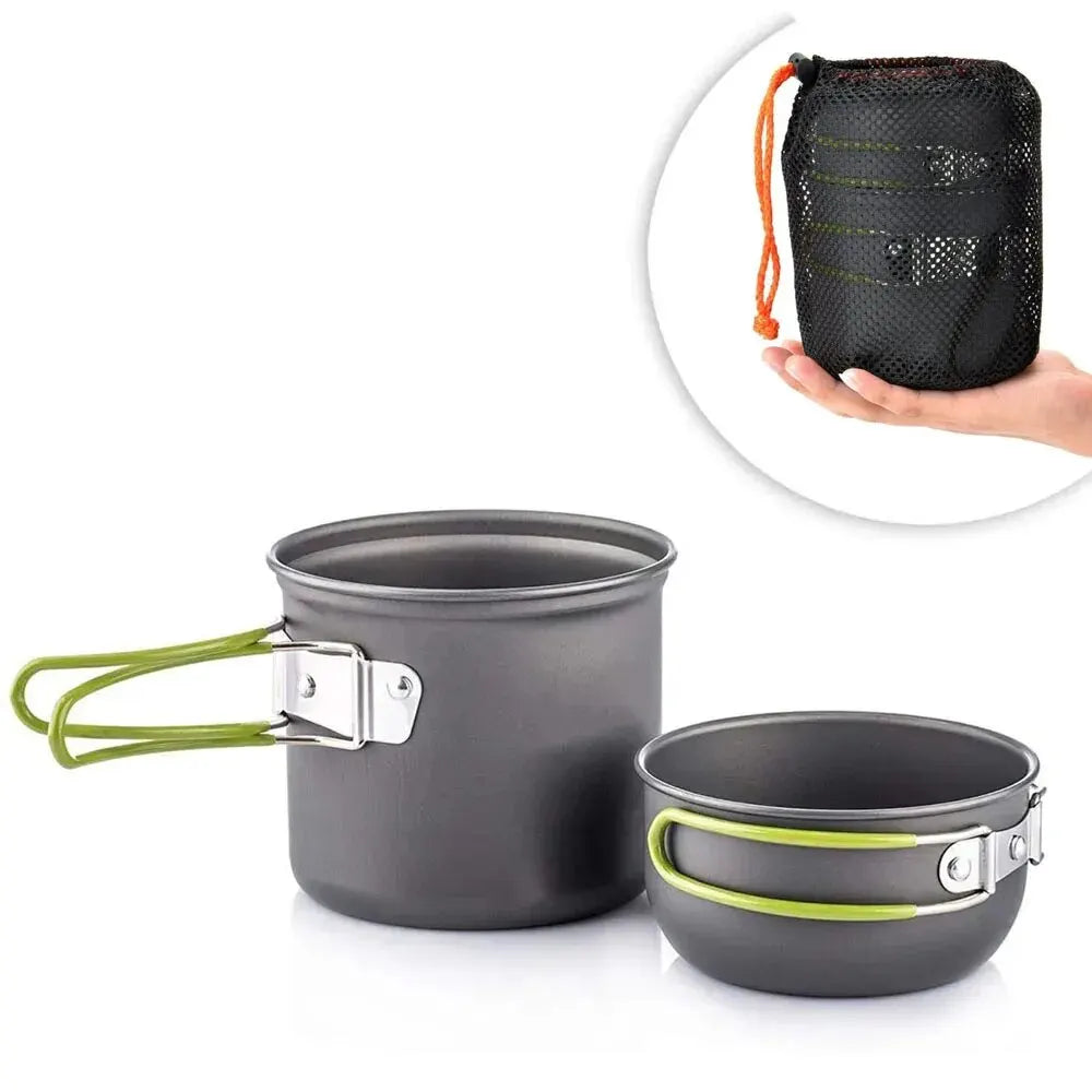 Ultralight Anodized Aluminum Camping Cookware Mess Kit With Pot And Pan