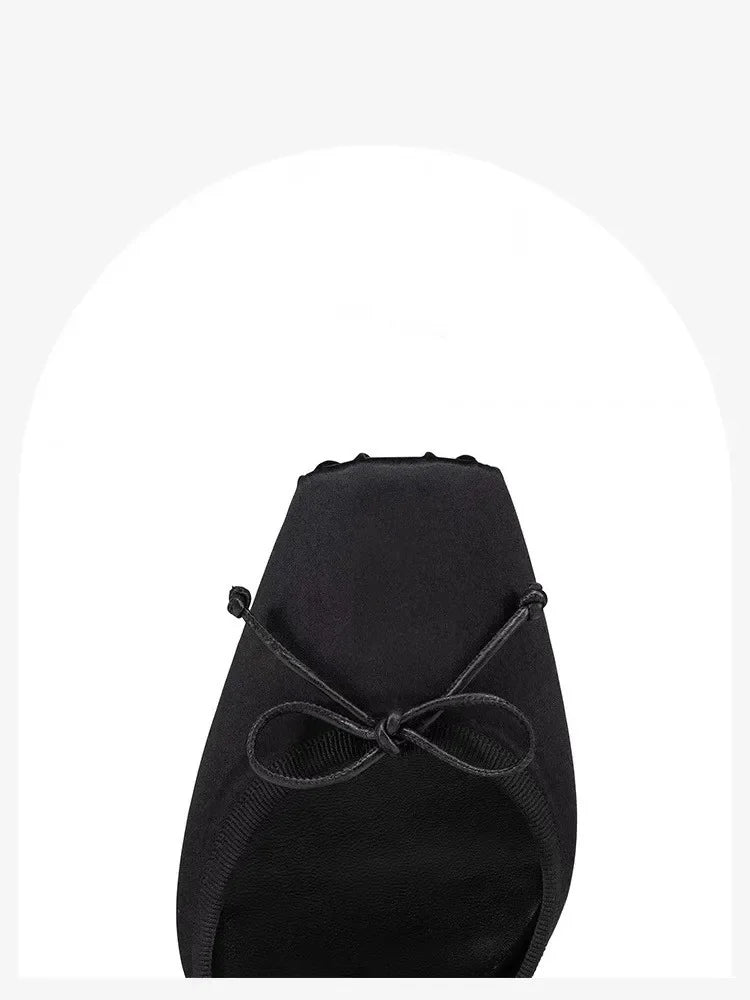 Ladies' New Summer Square Satin High-heeled Sandals with Ankle Straps, Fashionable Party and Banquet Ballet High-heeled Shoes