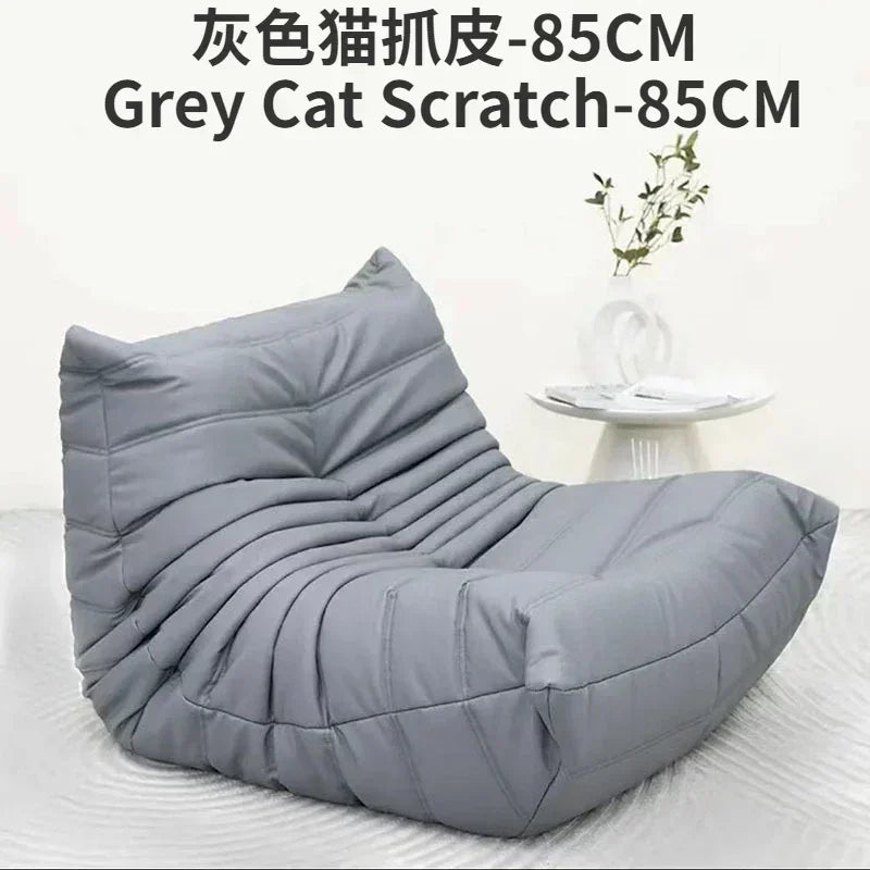 Single Casual Sofa Chair with Cat Scratch Leather Nordic Togo Lazy Caterpillar Sofa Bedroom Living Room Balcony Suede Sofa