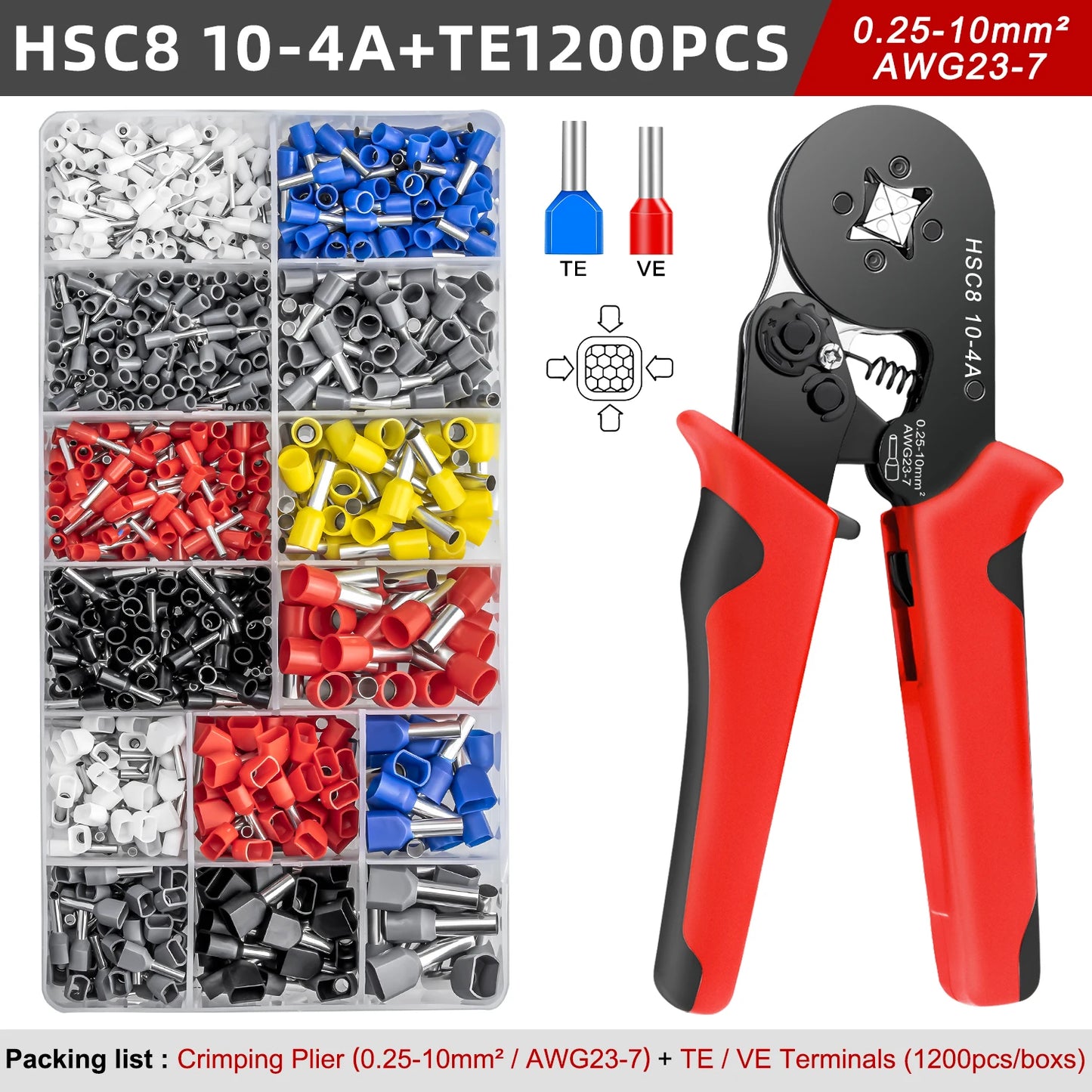 Electrical Tube Insulated Terminal VE Tubular Crimp Terminals Wire Cable Connector Ferrules Terminal Connectors Kit