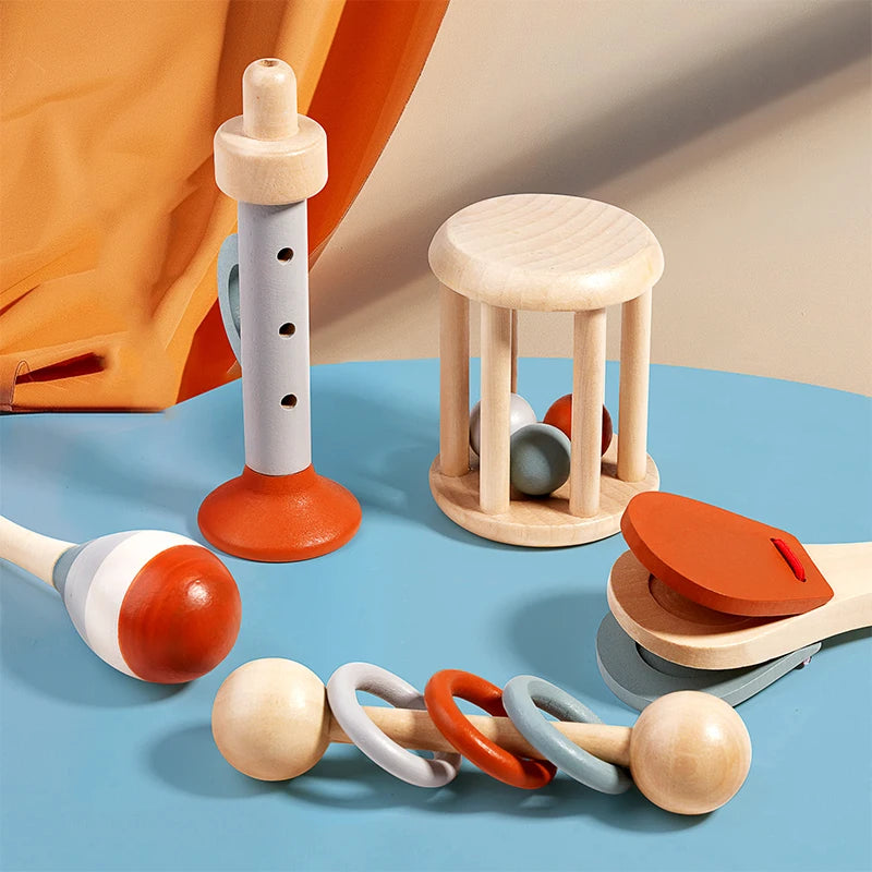 5Pcs Baby Musical Instruments Sensory Rattle Toys Early Educational Baby Musical Toys Montessori Toys Birthday Gifts for Kids